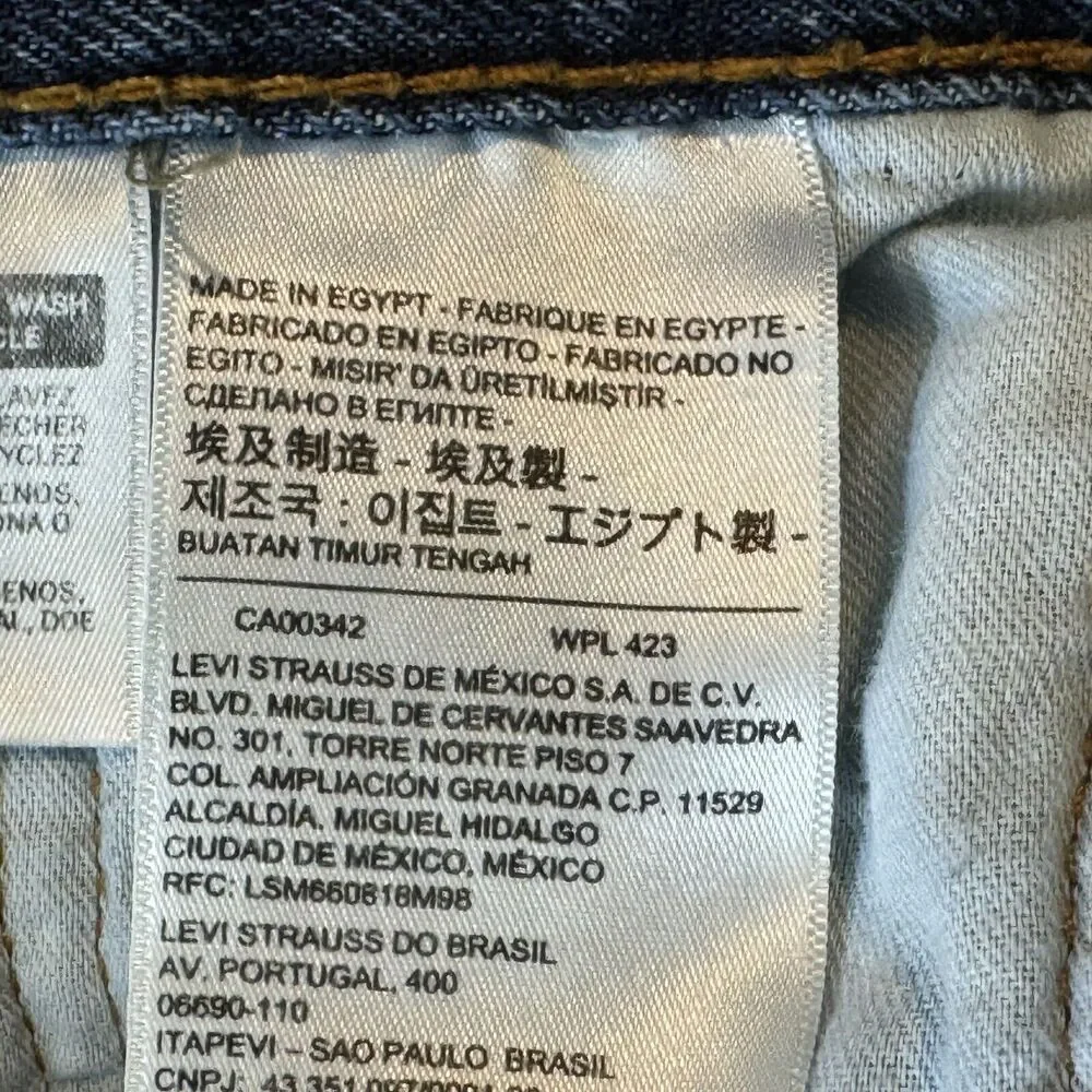 Levi's Levi Strauss Mens 501 Jeans‎ Size 42x32 Button Fly Dark Wash Red Tab